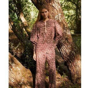 NWT Sonmer 2-Piece Set Olivia Pant & Kitty Blouse Cottagecore Bohemian Women's M